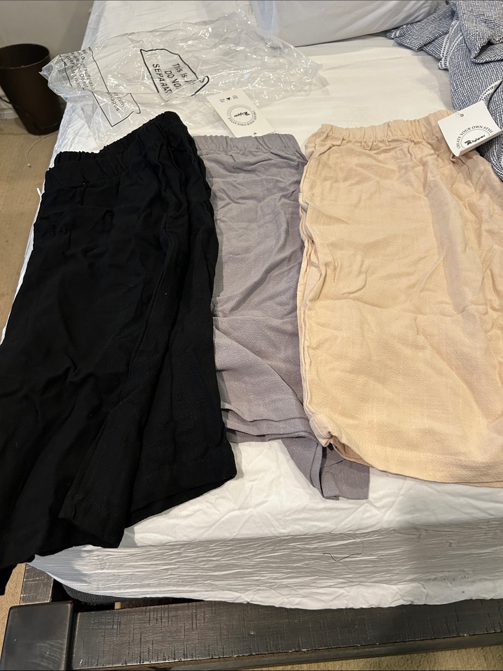 Everyday Elastic-Waist Women’s Shorts Trio - Black, Gray, Cream